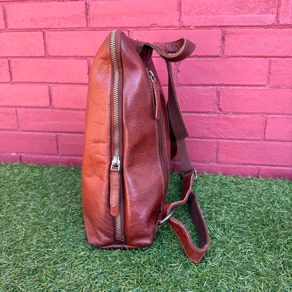 Wild West Leather Backpack Purse Brown Full Grain Zip Top‎ Adjustable Straps main image 8